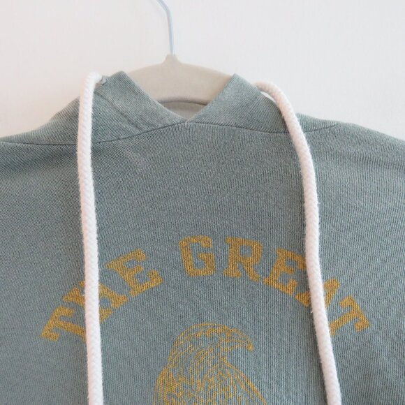 THE GREAT. The Teammate Sweatshirt with Hawk Graphic Double Washed Moss Sz 0 XS - Picture 4 of 16